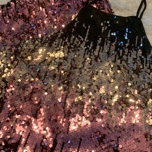 Sz -M - Venus pink/black/gold sequin dress